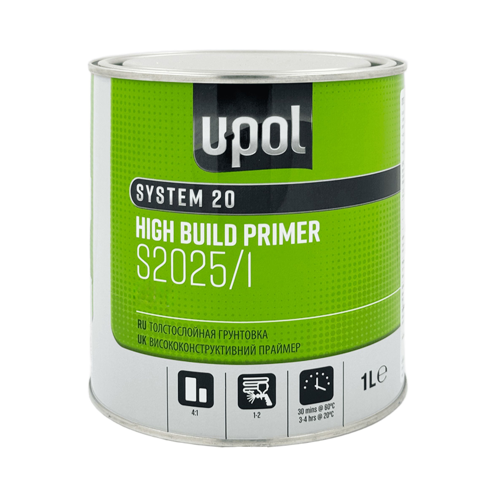 U-POL S2025W/1 HIGH BUILD PRIMER 4:1 Грунт наполнитель акриловый белый 1000мл