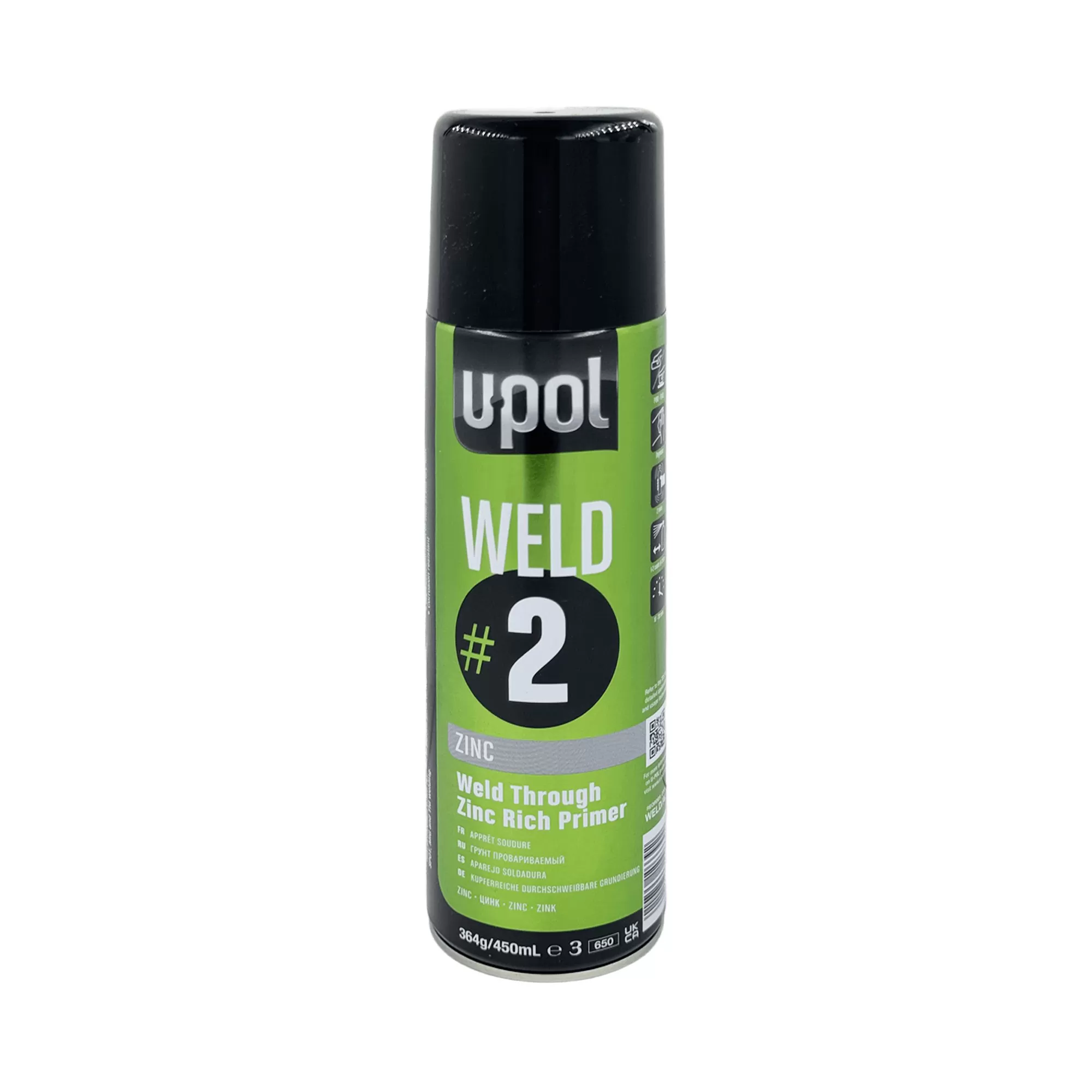 U-POL WELD#2 ZINC Грунт провариваемый с цинком аэрозоль 450мл