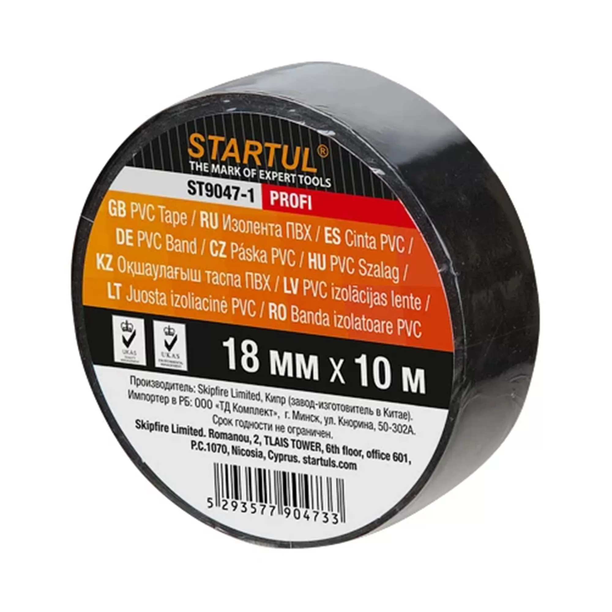 STARTUL ST9047-1 ПВХ изолента чёрная 18мм x 10м