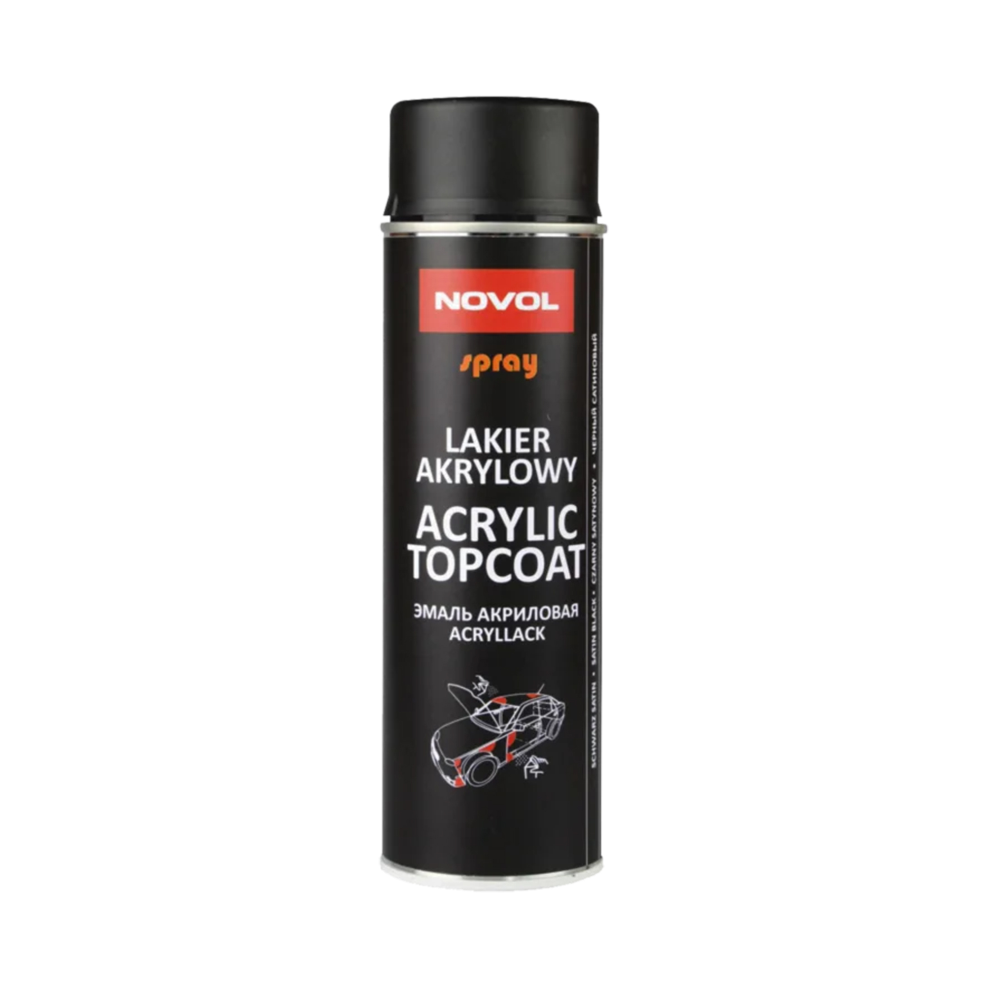 NOVOL 34302 ACRYLIC TOPCOAT Лак акриловый чёрный глянец аэрозоль 500мл