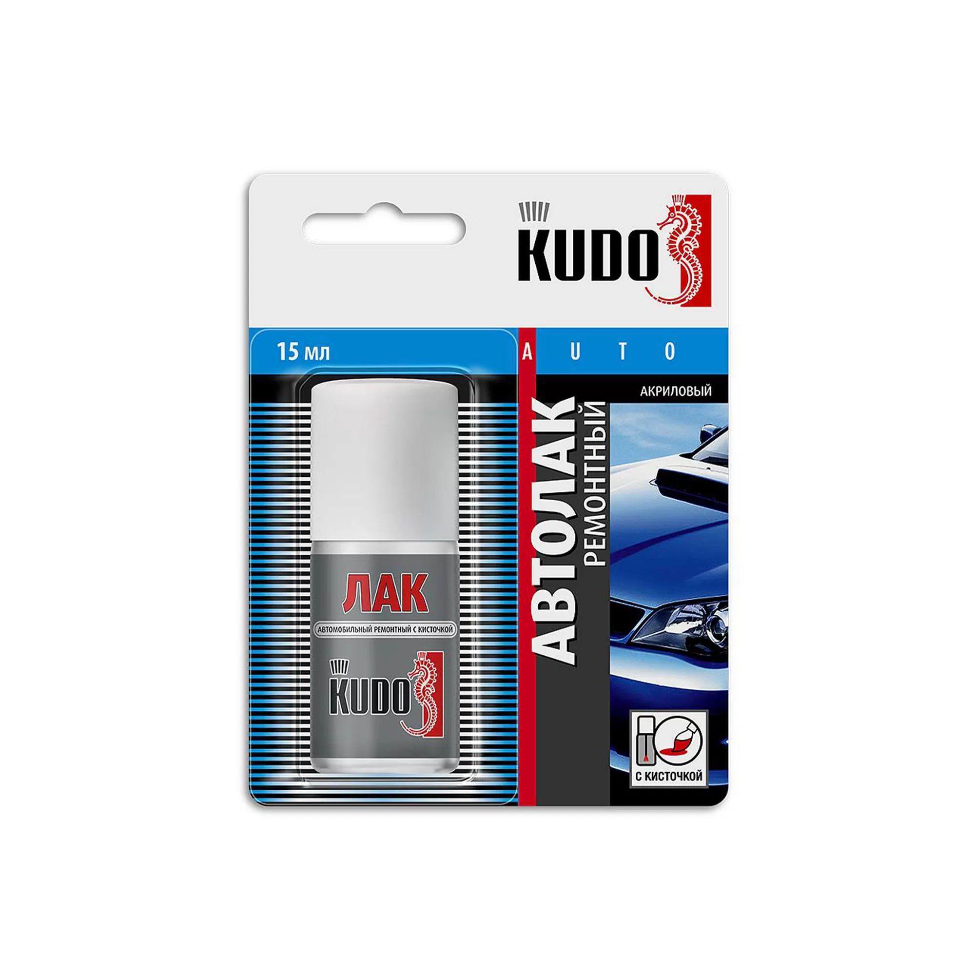 KUDO KU-70000 Лак ремонтный во флаконе с кисточкой прозрачный15мл