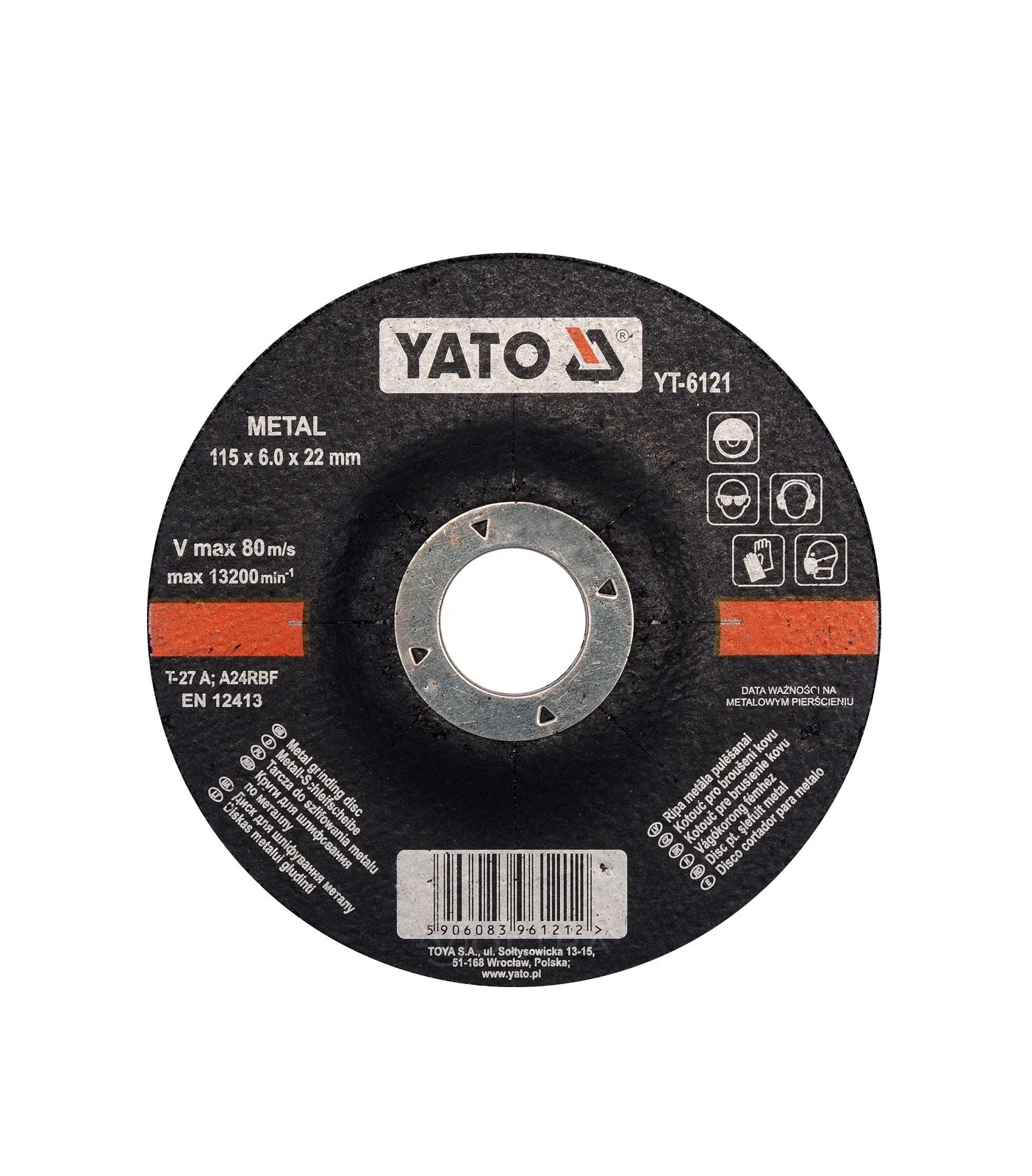 Круг для шлифования металла 115х6,0х22мм "Yato",(YT-6121